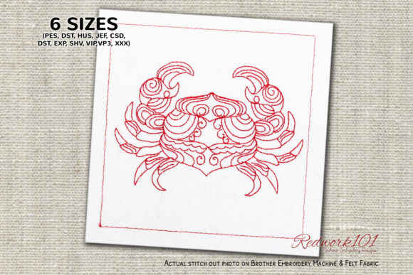 Cancer Crab Astrology Sign Redwork
