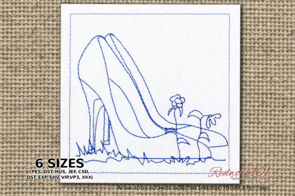 High Heeled Shoe Bluework: A Stylish Embroidery Design