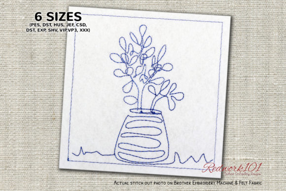 Jade Plant Cactus Succulents Redwork