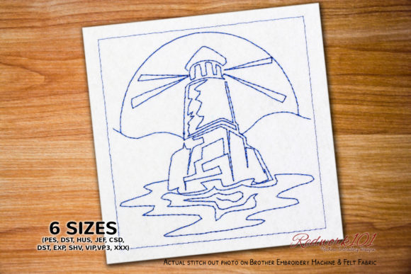 Lighthouse Island in the Sea Redwork