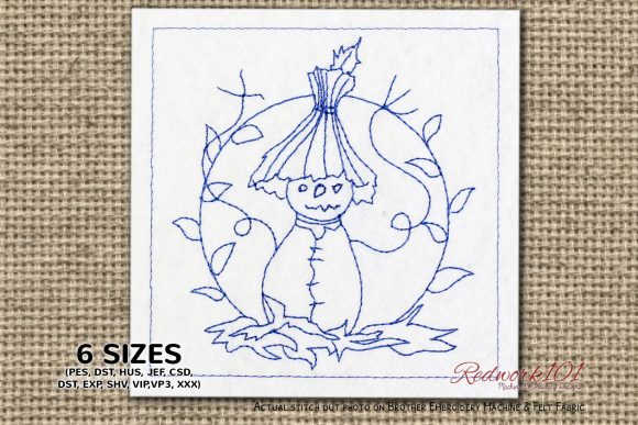 Pumpkin Carved Man Redwork: A Charming Halloween Addition