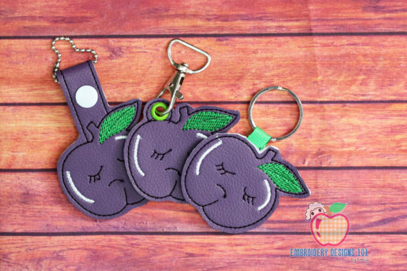 Sad Plum Fruit Cartoon ITH KeyFob Snap